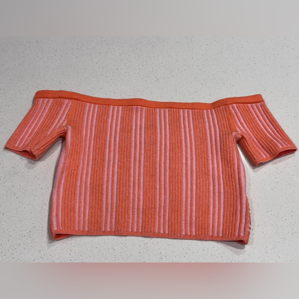 Aerie Reversible Ribbed Cropped Wrap Sweater Top - Orange/Pink - Picture 6 of 7